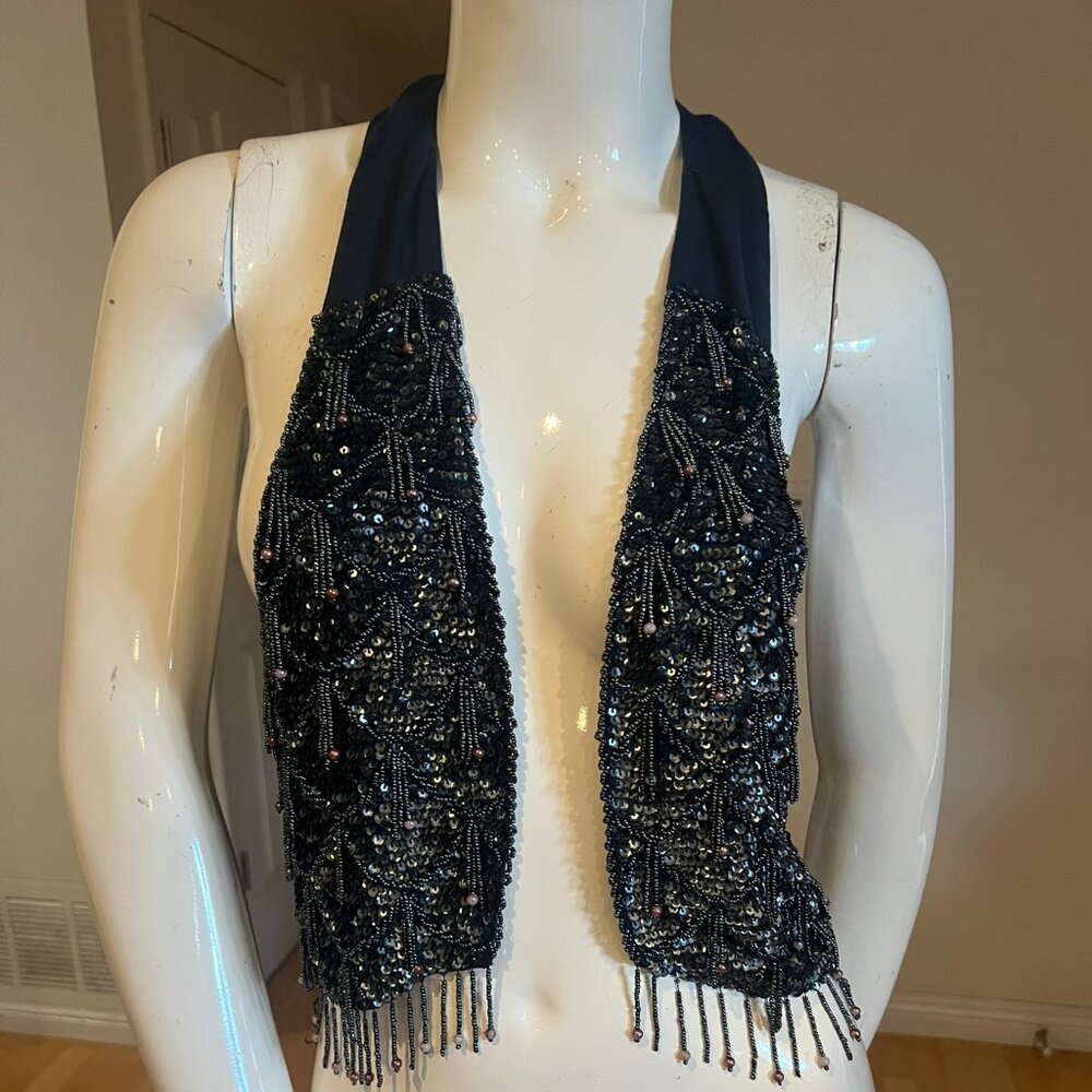 Y2k Silence + Noise Embellished Open Front Beaded… - image 1